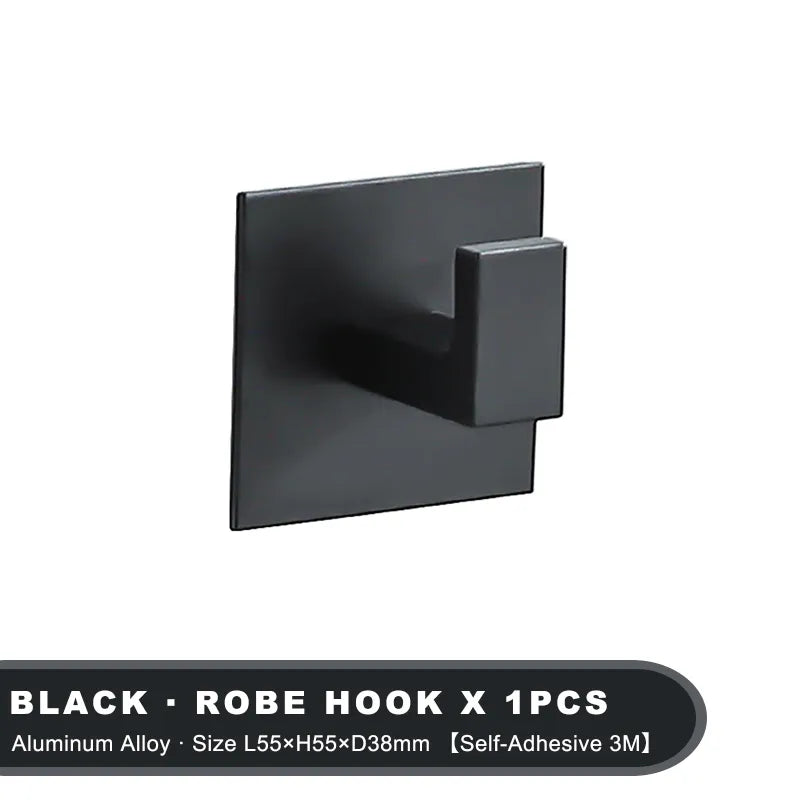 Self Adhesive Wall Hook Black Space Aluminum Clothes Hook Wall